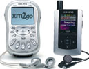 Figure 1. The Samsung Helix (right) is less than half the volume of the first generation XM2GO portable receiver (left)